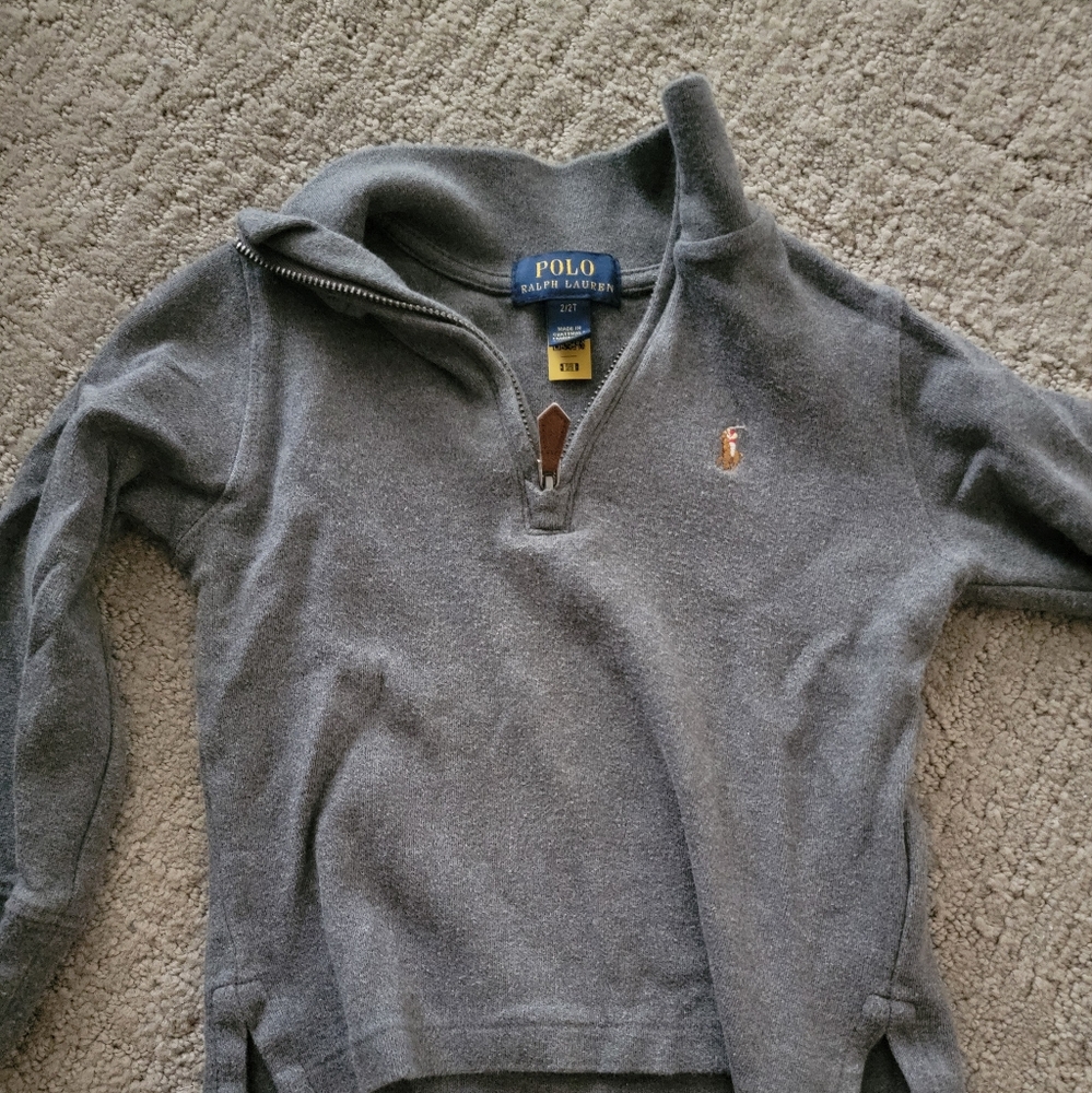 Polo toddler pullover 2t gray sweater zip